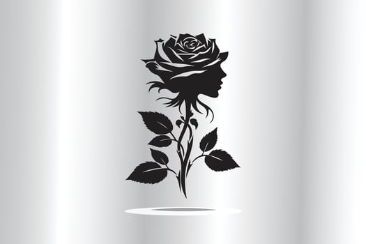 Lady in a rose in black and white vector