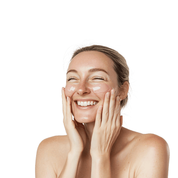Happy girl covering her cheek slightly with a soft smile png