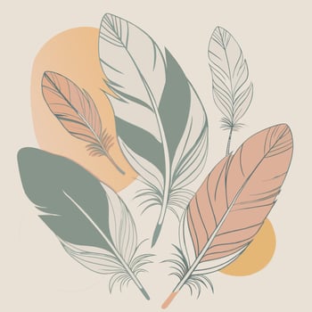 Elegant feather arrangement with soft pastel colors and intricate details vector