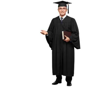 Smiling Graduate Holding Book Inviting Gesture Academic Success Cap Man Gown Male Adult Happy Black png