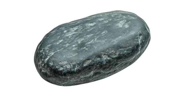 Unique smooth green stone with natural patterns and textures showcased on a clean background png