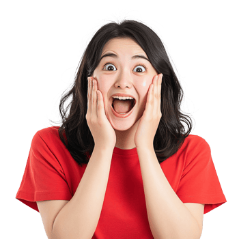 Excited female in a red shirt png