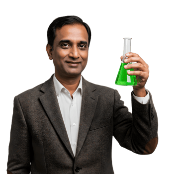Scientist Holding Green Liquid Erlenmeyer Flask Science Research Man Study Success Medical Analysis png