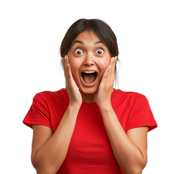 Amazed woman dressed in red png