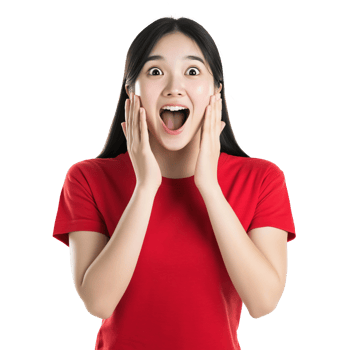 Shocked woman in a red shirt png