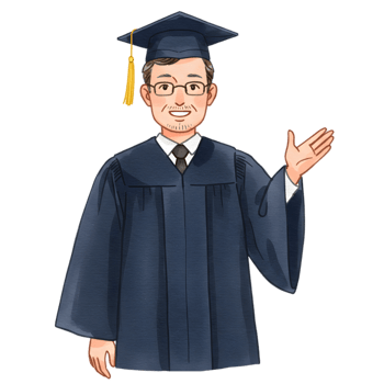 Happy Graduate Man in Academic Gown Smiling Welcoming Gesture cap adult wisdom success diploma png