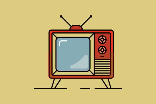 An old television with a red and white background vector