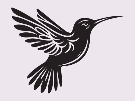 Beautiful Solid Black Color Hummingbird Silhouette with Delicate and Detailed Features vector