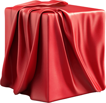 A vibrant red fabric drapes gracefully over a hidden form, creating intriguing shapes and textures. A mysterious allure in the folds. png
