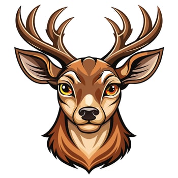 a deer head with big horns on it vector
