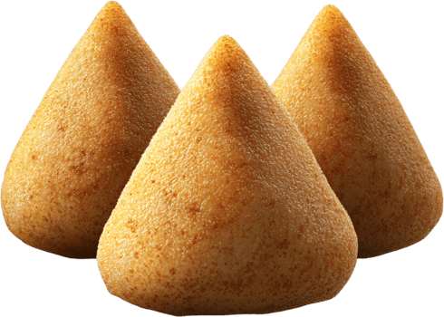 Golden brown savory snacks arranged in a pyramid formation, boasting a textured surface ready to be enjoyed as a tasty appetizer. png