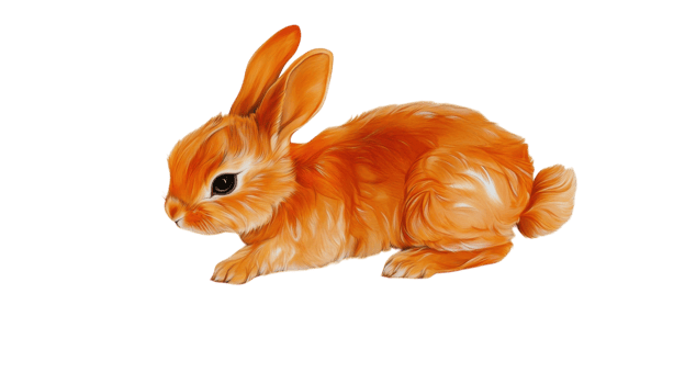 Adorable orange rabbit sitting on a white background showcasing its soft fur and playful pose png