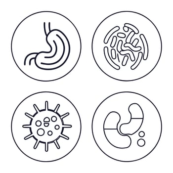 Human Digestive System Editable Stroke Icons vector