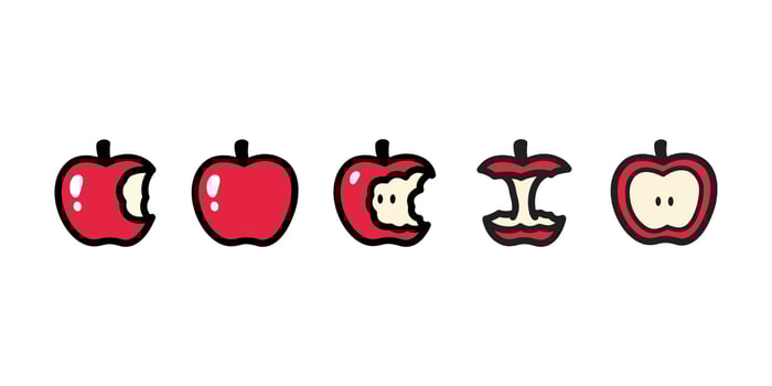 apple fruit cartoon character icon logo symbol isolated doodle illustration design vector