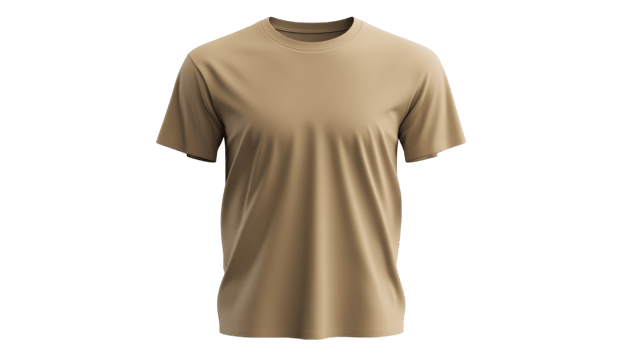 Neutral tan t-shirt displayed on a plain background showcasing its soft fabric and casual style png