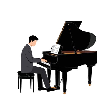 A man in a suit is playing the piano vector