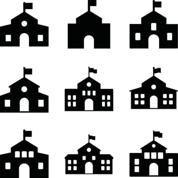 School building icon black silhouette vector