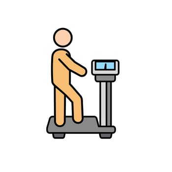 A man is standing on a treadmill vector
