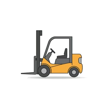 A forklift truck is shown in a flat style vector