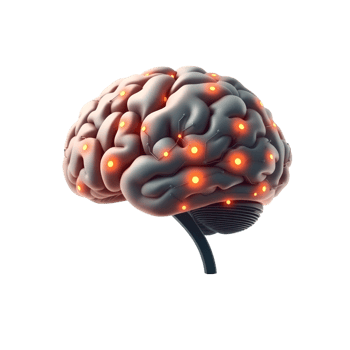 Artistic Representation of Brain with Bright Digital Elements png