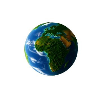 Detailed Earth Model Featuring Diverse Ecosystems and Geography png
