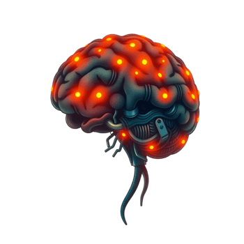 onceptual Brain with Glowing Neural Connections for Technology png