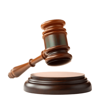 Elegant Black Gavel with Gold Band for Legal Proceedings png