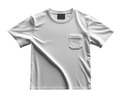 White short sleeve t shirt with pocket, casual style, plain design png