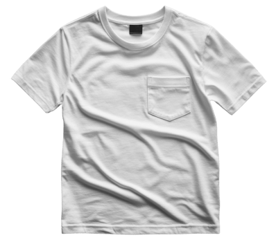 Blank white t shirt with pocket, perfect for casual wear and layering png