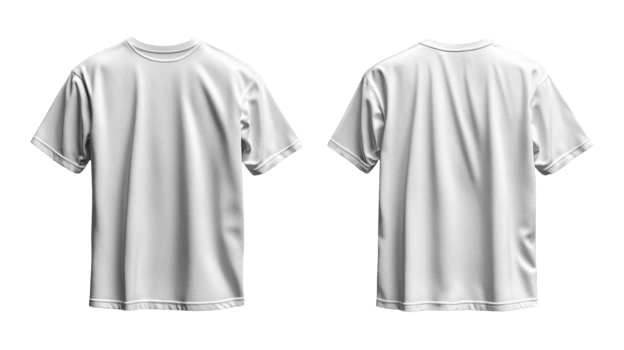 Collection of Plain white t shirt mockup, front and back view, suitable for design png