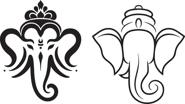 two different designs of the elephant and the elephant head vector