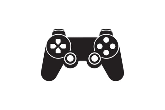 A black and white image of a game controller vector