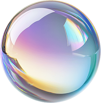 A mesmerizing sphere reflecting a spectrum of colors, capturing light and creating a hypnotic visual display on a black background. png