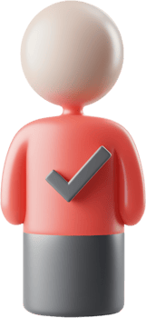 A stylized 3D rendering of a figure with a check mark, representing completion, approval, or a positive outcome. Isolated background. png