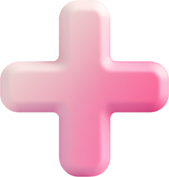 A pink 3D plus sign with rounded edges, rendered against a black background, evokes feelings of positivity and digital design. png
