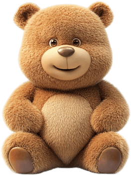 A charming brown teddy bear sits upright, its plush fur inviting a warm embrace and a feeling of comfort. The perfect cuddly companion png