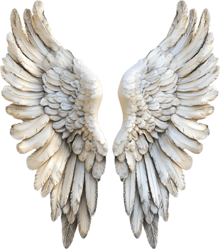 Majestic white wings against a dark backdrop, feathers spread wide in a display of artistry and ethereal beauty. png