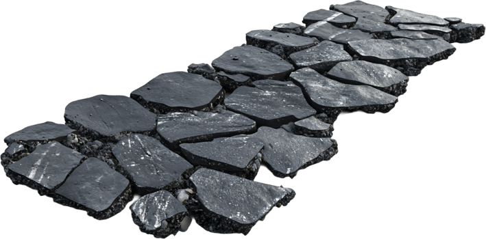 Damaged asphalt road surface revealing cracked texture and wear, indicating disrepair and potential need for reconstruction. png