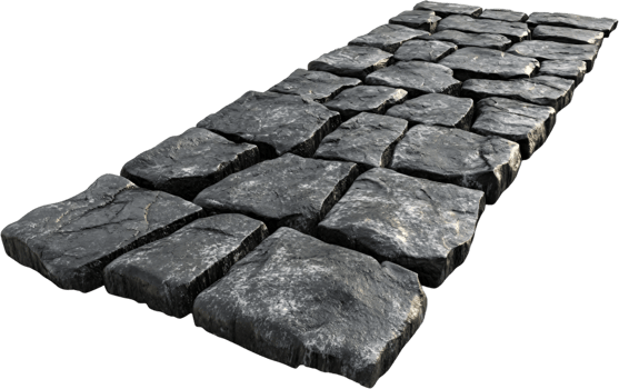 A rugged stone pathway stretches out, its uneven texture a testament to nature's artistry. The stones' cool gray color adds a touch of serenity. png