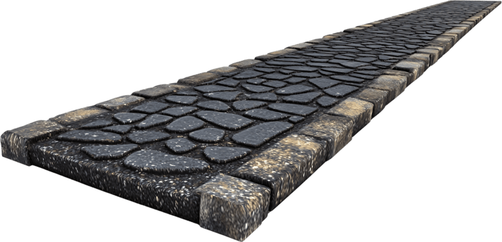 Stone pathway with a textured surface and solid borders, perfect for garden paths or walkways, creating a classic outdoor look. png