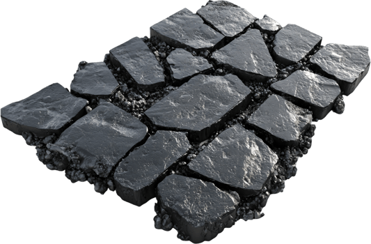 Dark gray stones with cracked edges and gray pebbles in between, creating a cobblestone effect. png