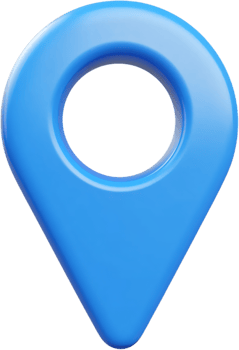 A 3D rendered image of a blue location pin pointing a specific spot on a map, commonly used to represent places or destinations. png