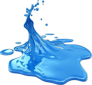 Dynamic water splash suspended in time, with droplets and a vibrant blue hue against a stark black background. Abstract, smooth, liquid. png