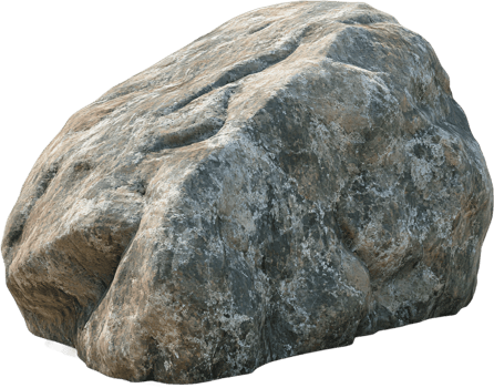 A rock stands alone, its textures of grey, brown, and greenish tints telling a story of time, exposure, and the patient shaping of elements. png