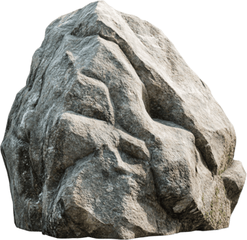 An imposing, textured grey boulder, its rough surface hinting at geological processes and natural beauty. Rock formation against a dark backdrop. png