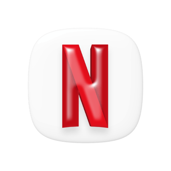 3d Netflix app icon on a transparent background png