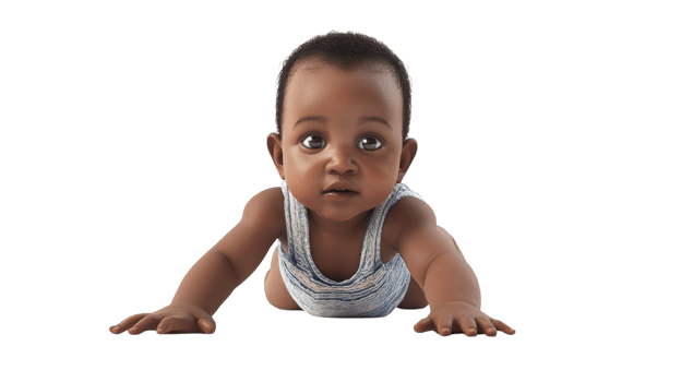 Baby crawling on hands and knees, exploring surroundings in a bright and open space png