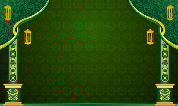 Islamic Green with Floral Ornament Banner Background vector