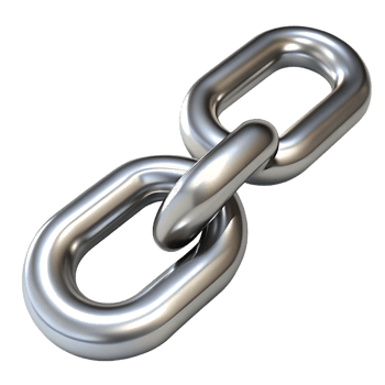Chain link isolated on black background for business concepts png