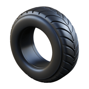 Slick Black Tire Isolated on Black Background for Business Use png